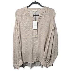 Promesa Women’s Boho Peasant Top Large Floral Flowy Spring Button Blouse NWT